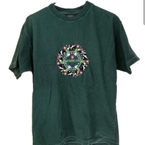 Ronweil Vintage 90s Cow Graphic Print Embroidered Logo T-Shirt Green 100% Cotton